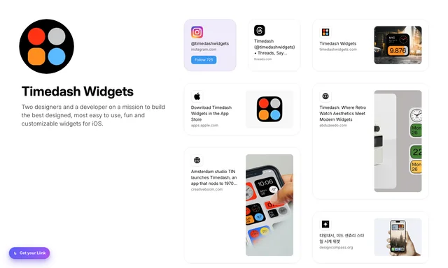 Liink-rendered preview of Timedash Widgets