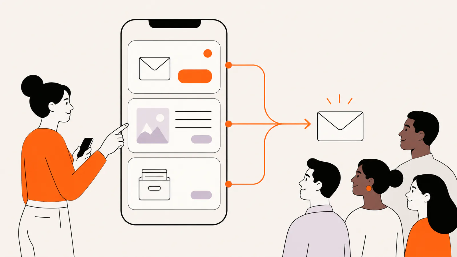 Newsletter creator choosing a subscription card, specific issue, and archive path before reaching an audience