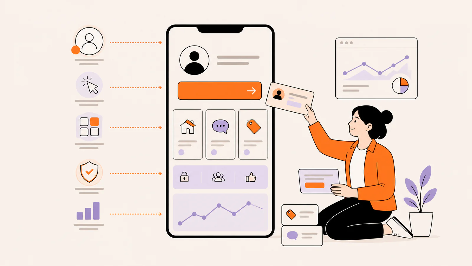Anatomy of a social landing page with clear identity, focused destination cards, trust signals, and measurement