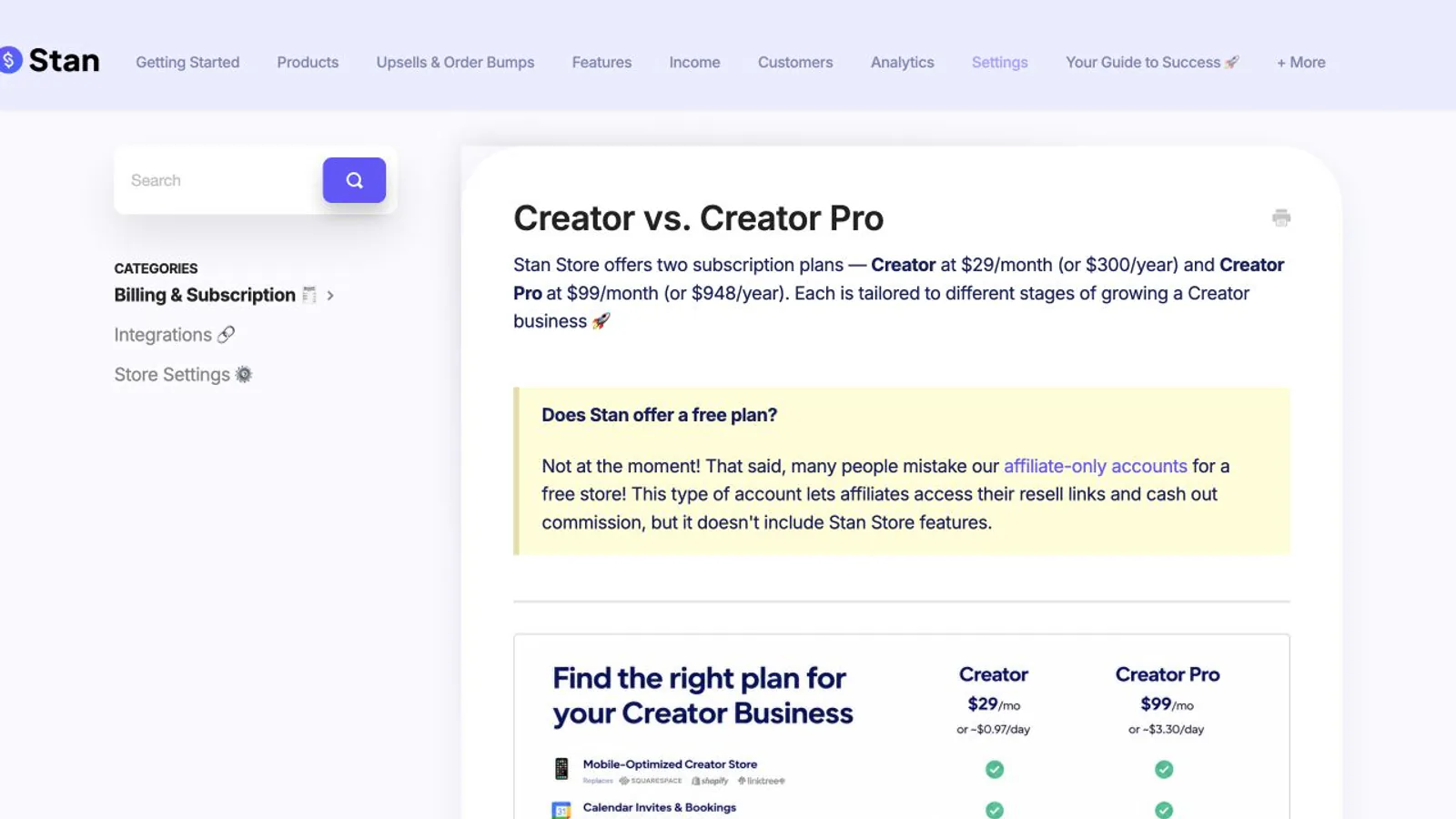 Stan Creator and Creator Pro comparison.