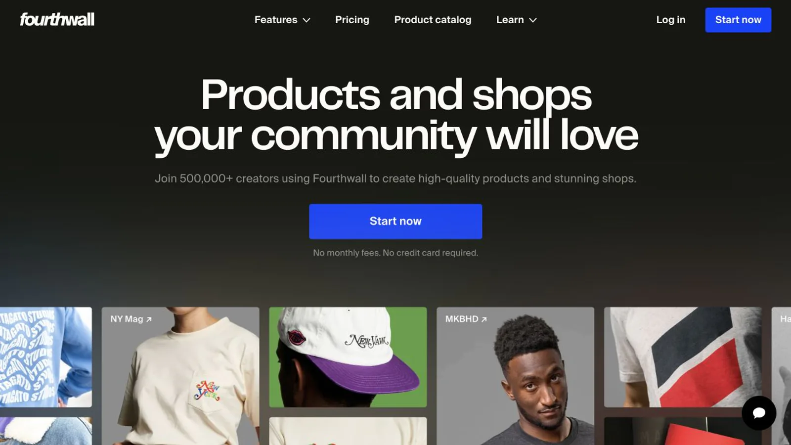 Fourthwall product page showing creator merchandise and memberships.