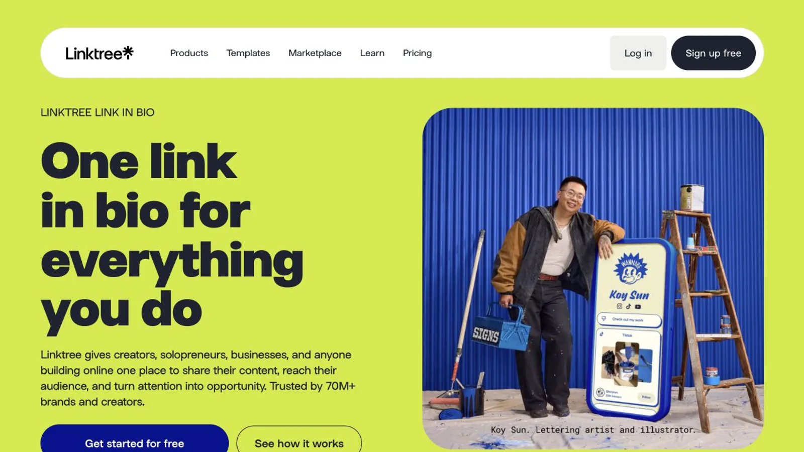 Linktree product page showing its managed link-in-bio hub.